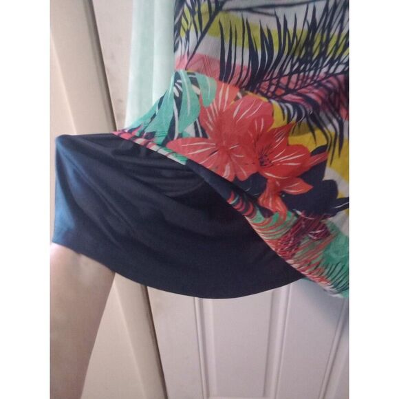 2X Ruby Rd Top Braziliant Sheer Tropical Floral Poncho & Navy Blue Tank Top NWT - Picture 6 of 8